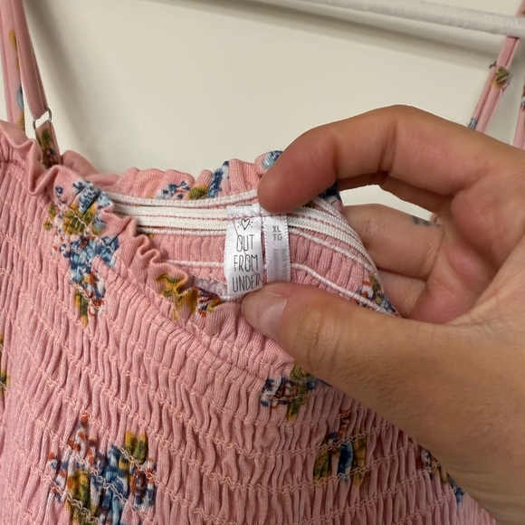 Urban Outfitters Women’s Out From Under Pink Rose Floral Smocked Bodysuit - Picture 9 of 11